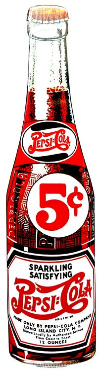 Signs 4 Fun SYPC39 Pepsi 5 cent - 6x22 inches - Molded Bottle Die Cut Sign - Embossed Aluminum